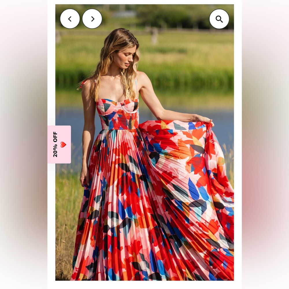Hutch ayla dress Colorful Floral satin Maxi Dress large NWT‎ - Picture 2 of 5